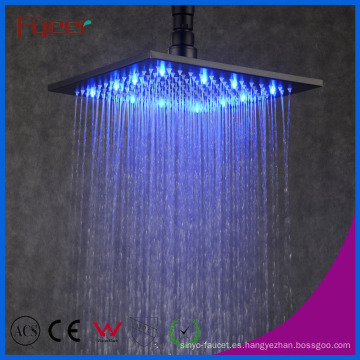 Cabezal de ducha Fyeer Big LED Color Square Black Rainfall